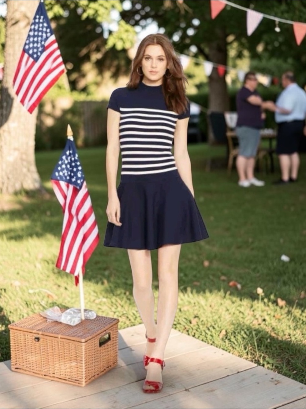 Polo by Ralph Lauren Navy & White Striped Fit-and-Flare Mini Dress NWOT